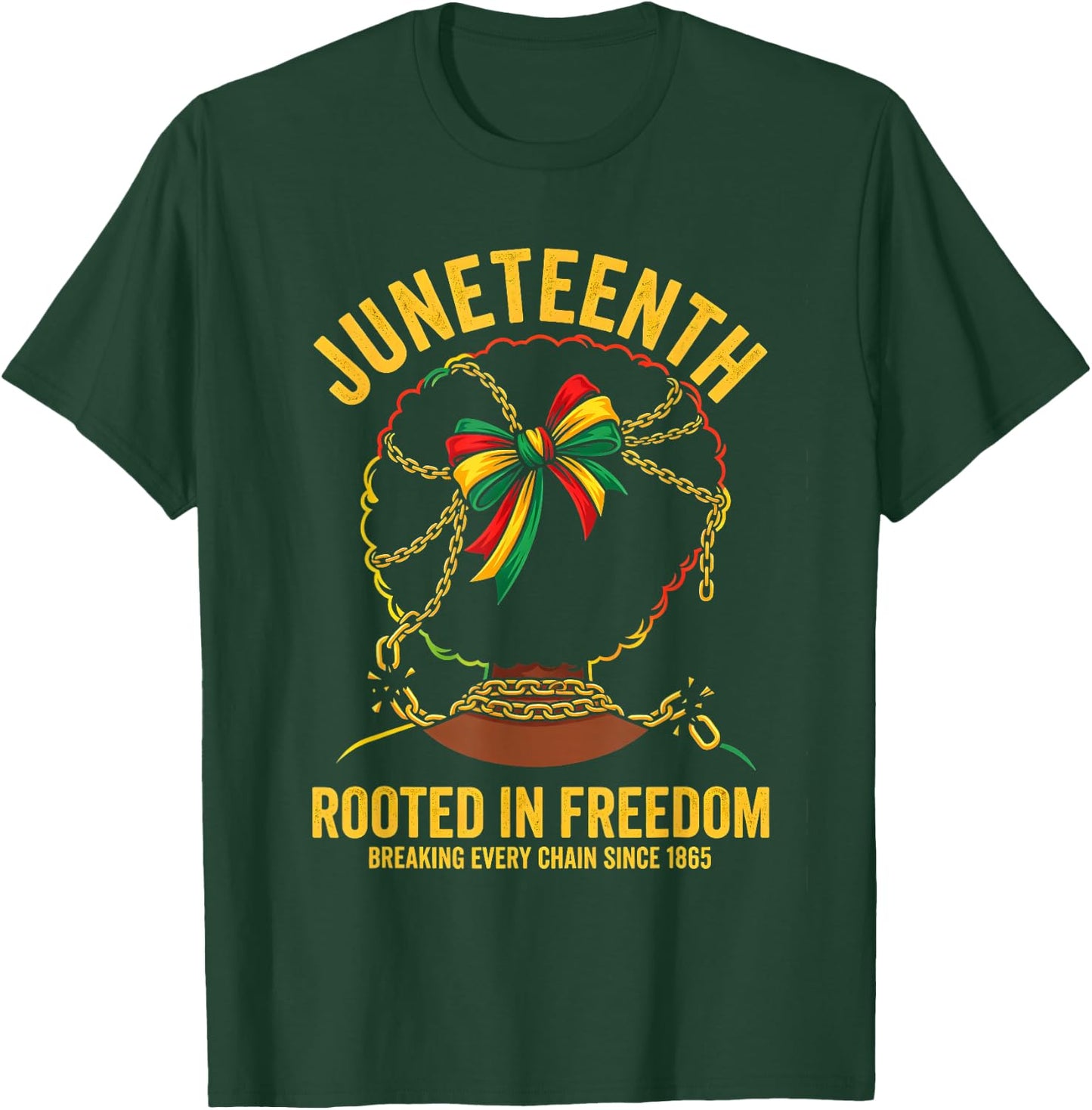Juneteenth Rooted in Freedom Afro Girls Coquette Bow 1865 T-Shirt - T-Shirt | Forest