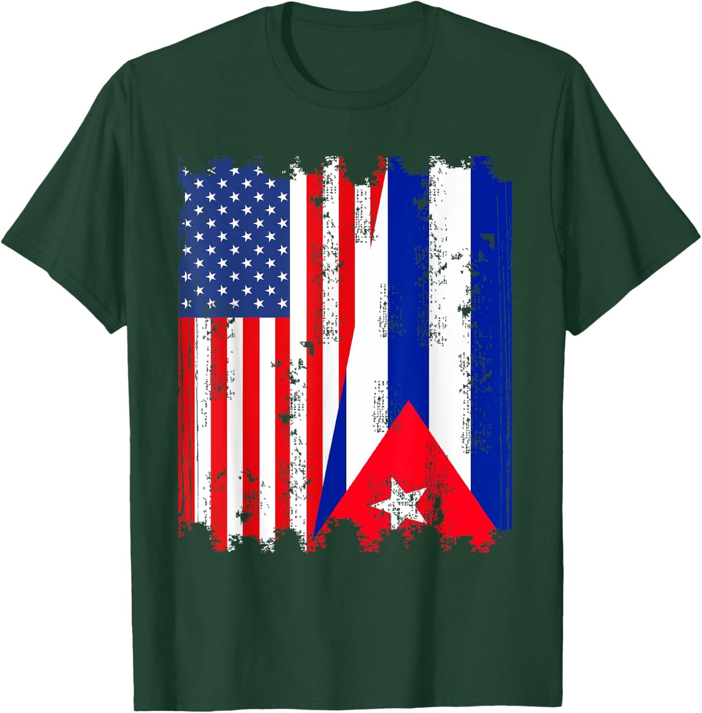 American Flag And Cuban Flag Together T-Shirt - T-Shirt | Forest