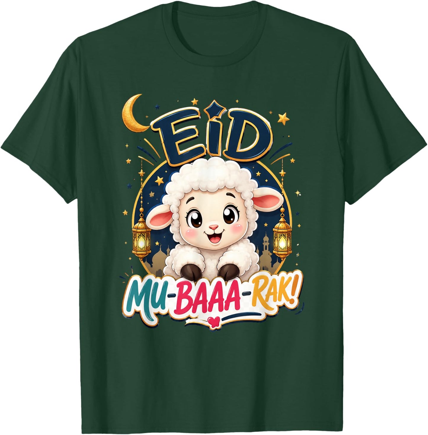 Happy Eid Al Adha Mubarak Kids Muslim Cute Sheep Holiday T-Shirt - T-Shirt | Forest
