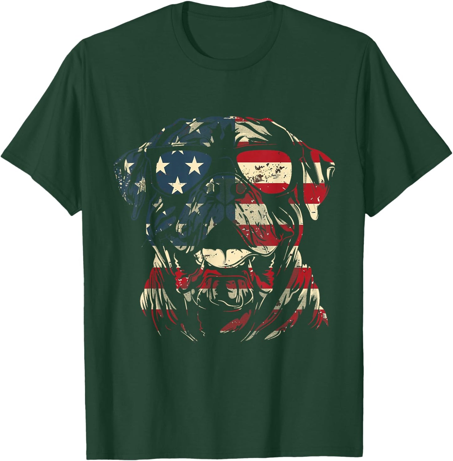 Mastiff Dad American Flag Patriotic Dog Lover T-Shirt - T-Shirt | Forest