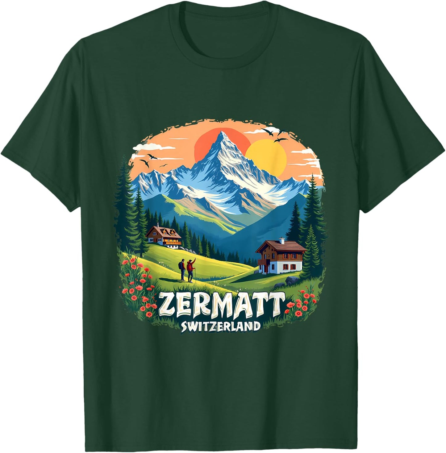 Zermatt Switzerland Alpine Adventure T-Shirt - T-Shirt | Forest
