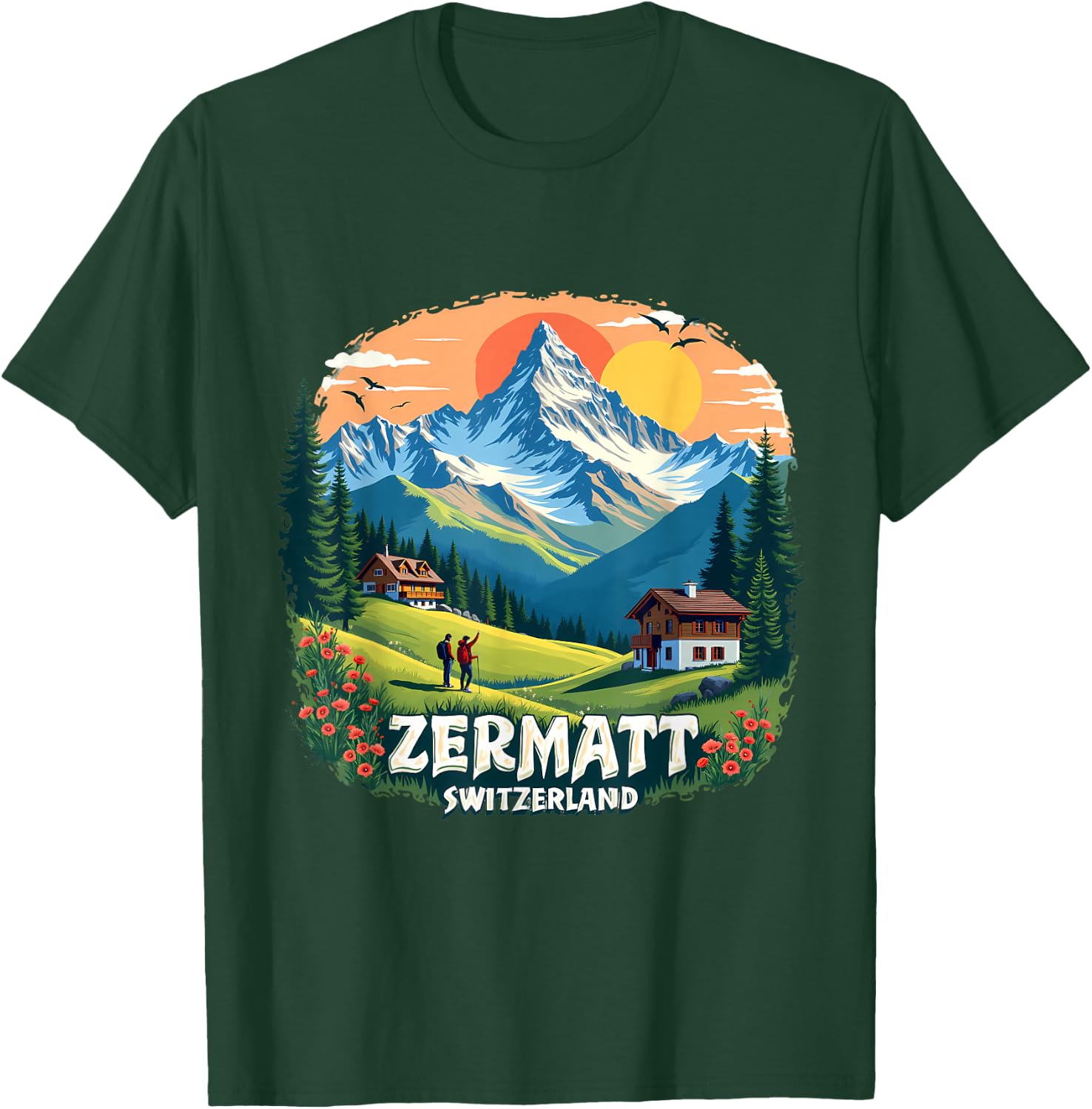 Zermatt Switzerland Alpine Adventure T-Shirt - T-Shirt | Forest