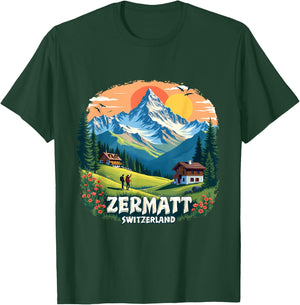 Zermatt Switzerland Alpine Adventure T-Shirt - T-Shirt | Forest