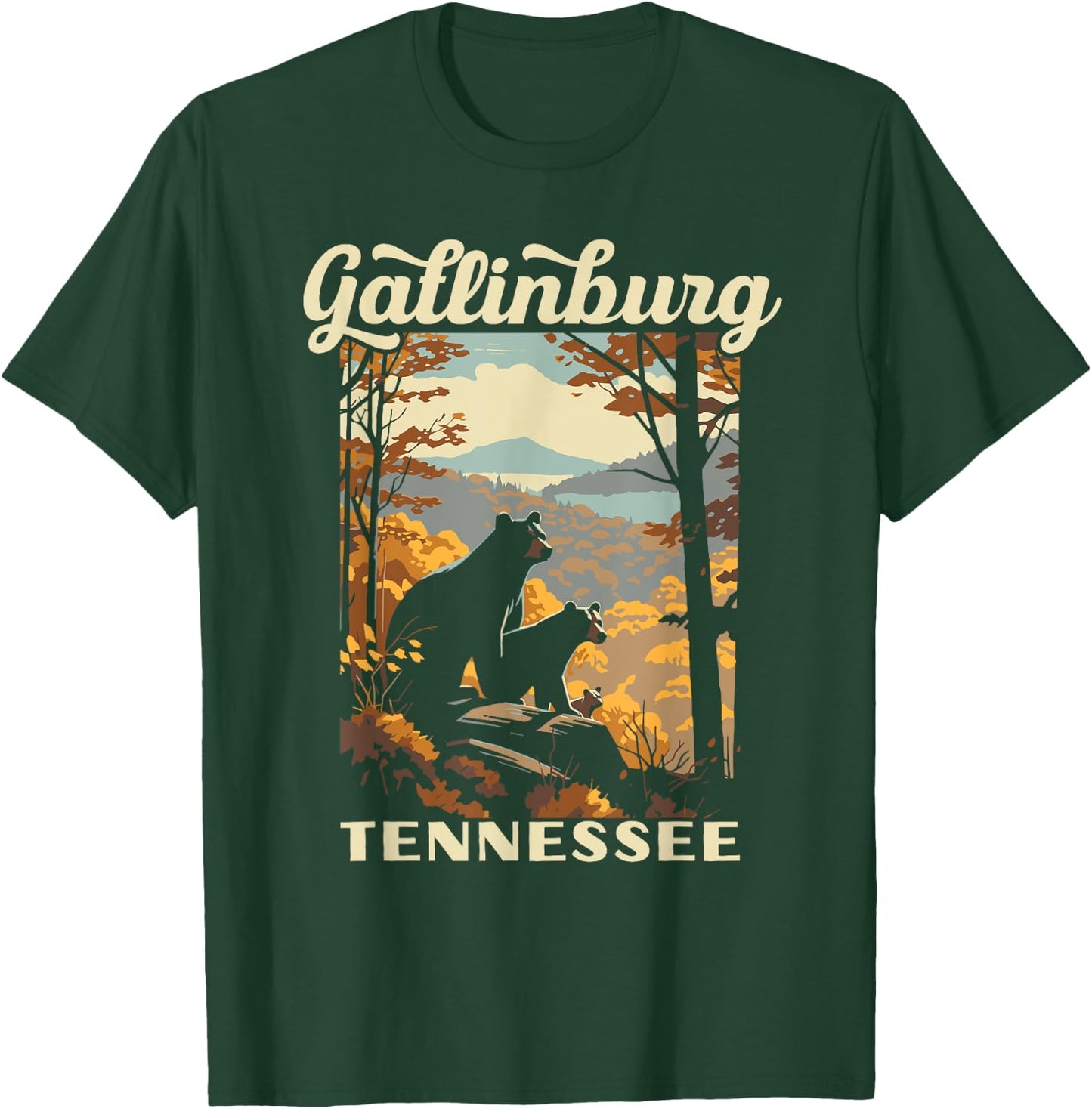 Gatlinburg Tennessee Black Bears Vintage WPA Style T-Shirt - T-Shirt | Forest