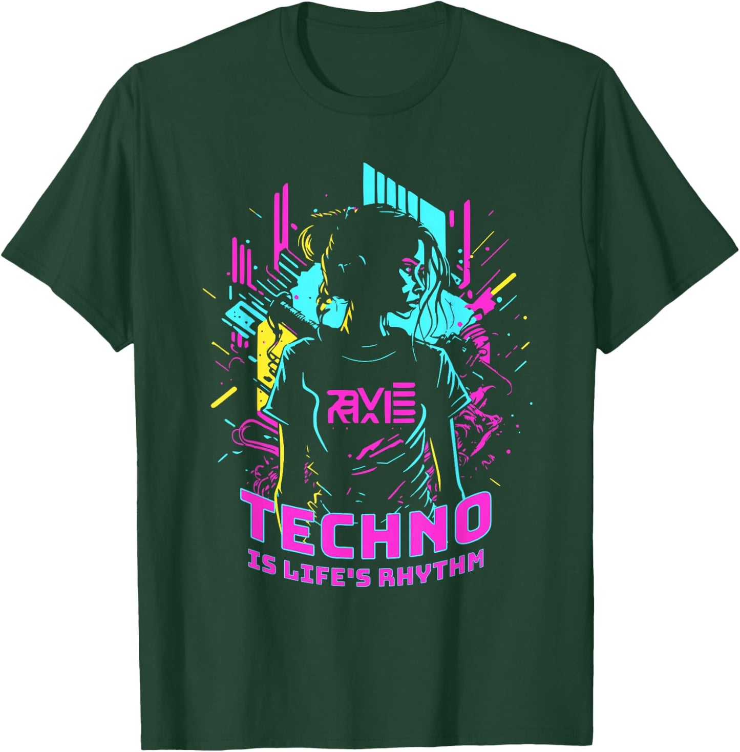 Techno Is Life's Rhythm , black T-Shirt - T-Shirt | Forest