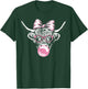 Highland Cow Wearing Glasses and Blowing Pink Bubble Gum T-Shirt - T-Shirt | Forest