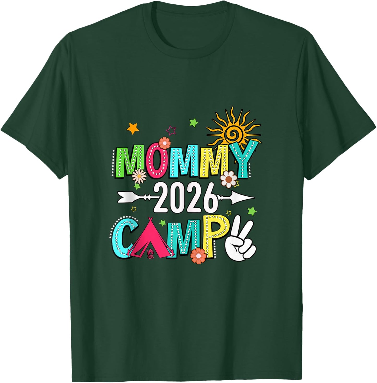 Mommy Camp 2026 Family Vacation Summer Camping Crew Kids T-Shirt - T-Shirt | Forest