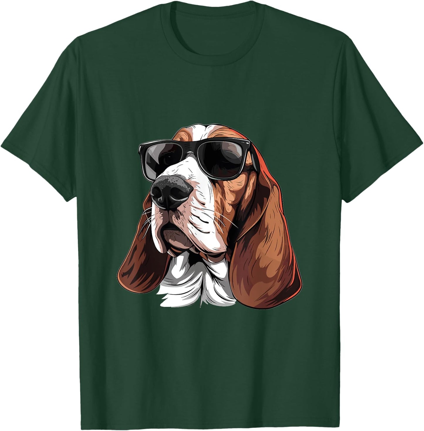 Basset Hound Sunglasses Dog Breed Graphic T-Shirt - T-Shirt | Forest