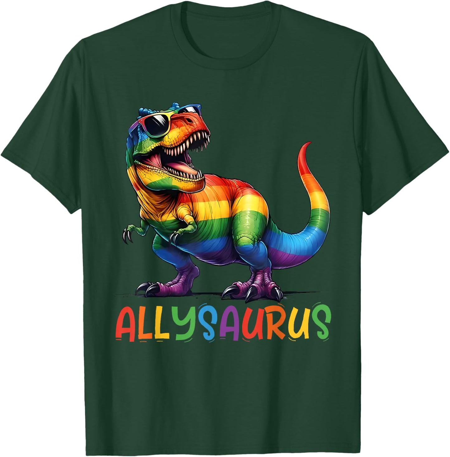 Kids Gay Rainbow Dino Allysaurus LGBT Pride Ally Toddler Boy T-Shirt - T-Shirt | Forest