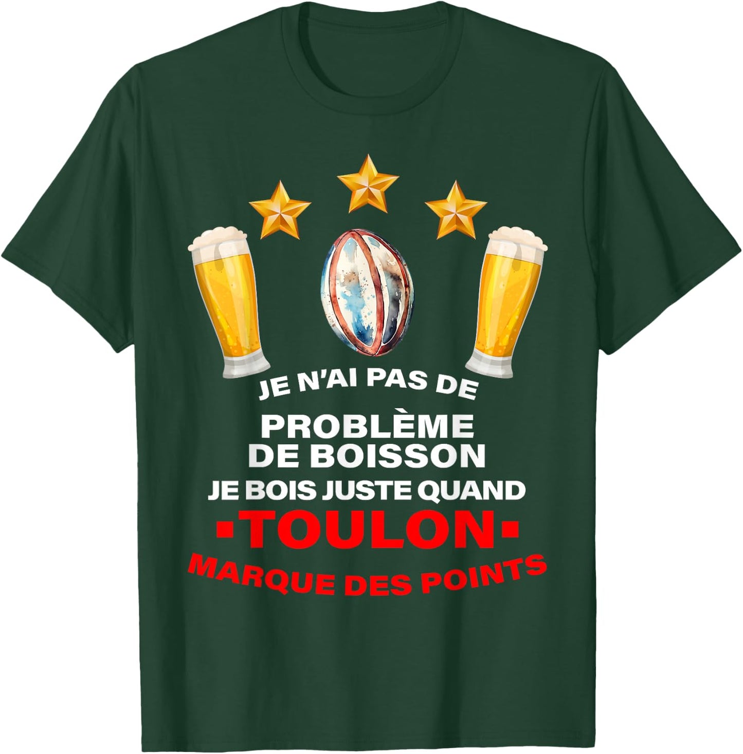 Supporter Rugby Toulon Humour Aperitif Third Half , Black, S T-Shirt - T-Shirt | Forest