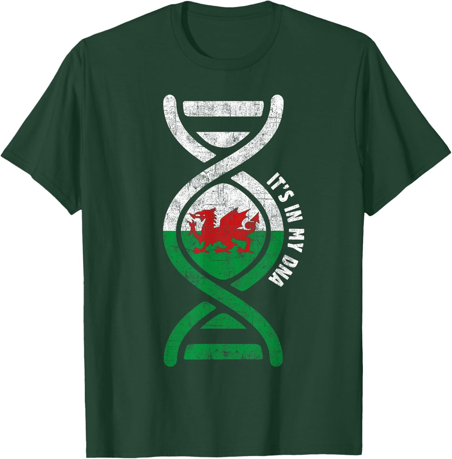 Welsh Flag of Wales Cymru Heritage DNA Graphic Proud Genes T-Shirt - T-Shirt | Forest