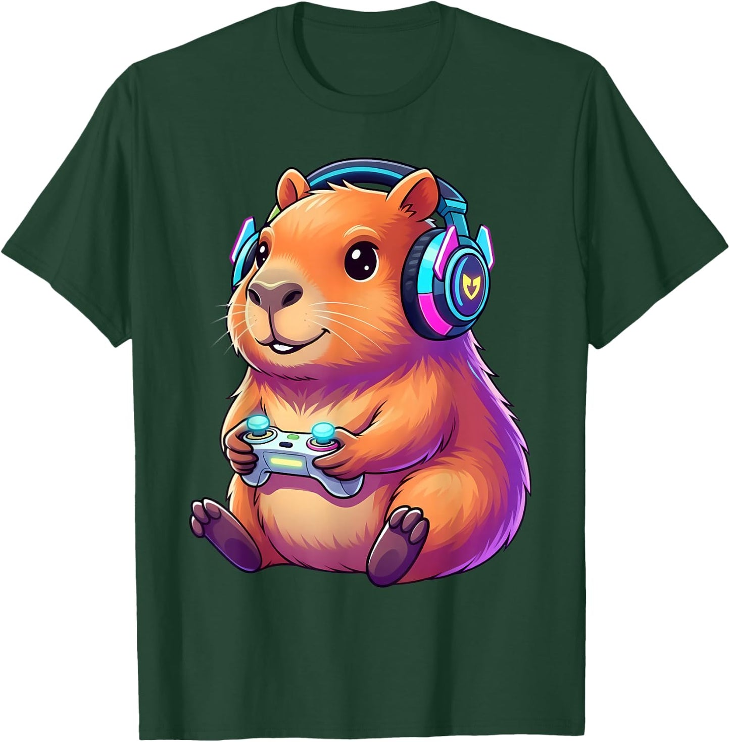 Drôle de Capybara Gamer Mignon Jeu Vidéo Capybara Animal Design T-Shirt - T-Shirt | Forest