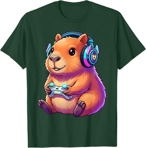 Drôle de Capybara Gamer Mignon Jeu Vidéo Capybara Animal Design T-Shirt - T-Shirt | Forest