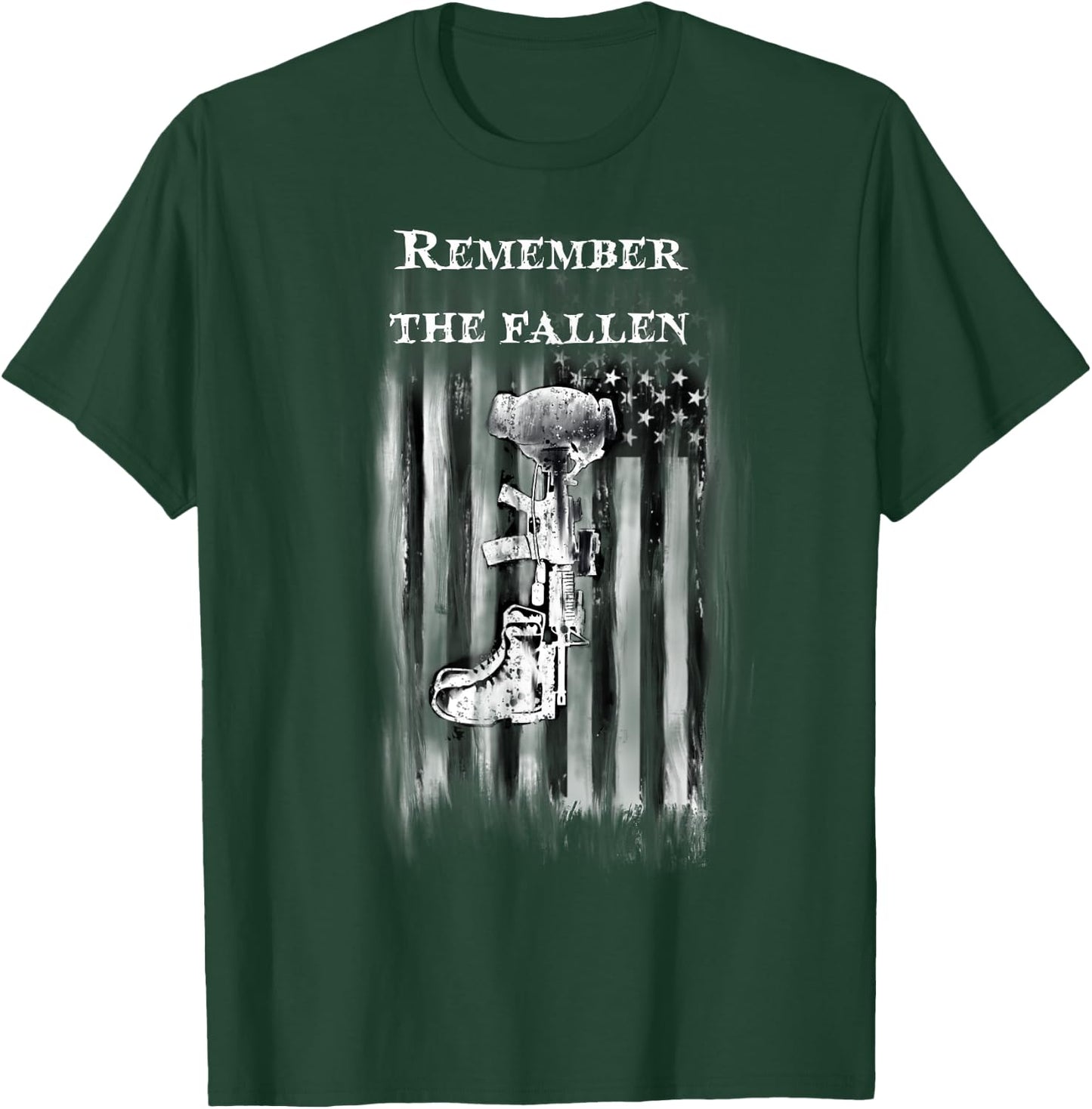 USA fallen soldier battle cross flag warrior shirt T-Shirt - T-Shirt | Forest