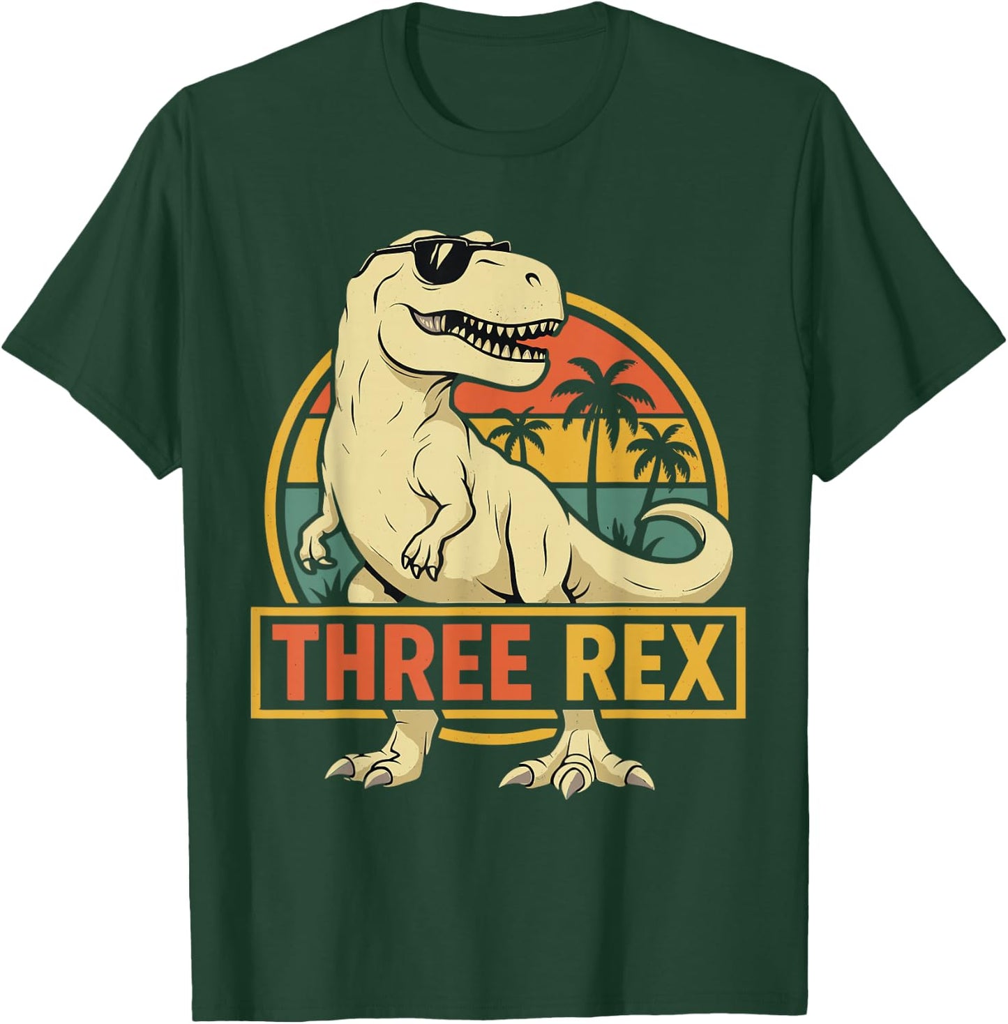 Three Rex 3rd Birthday Third Dinosaur 3 Year Old T-Shirt - T-Shirt | Forest