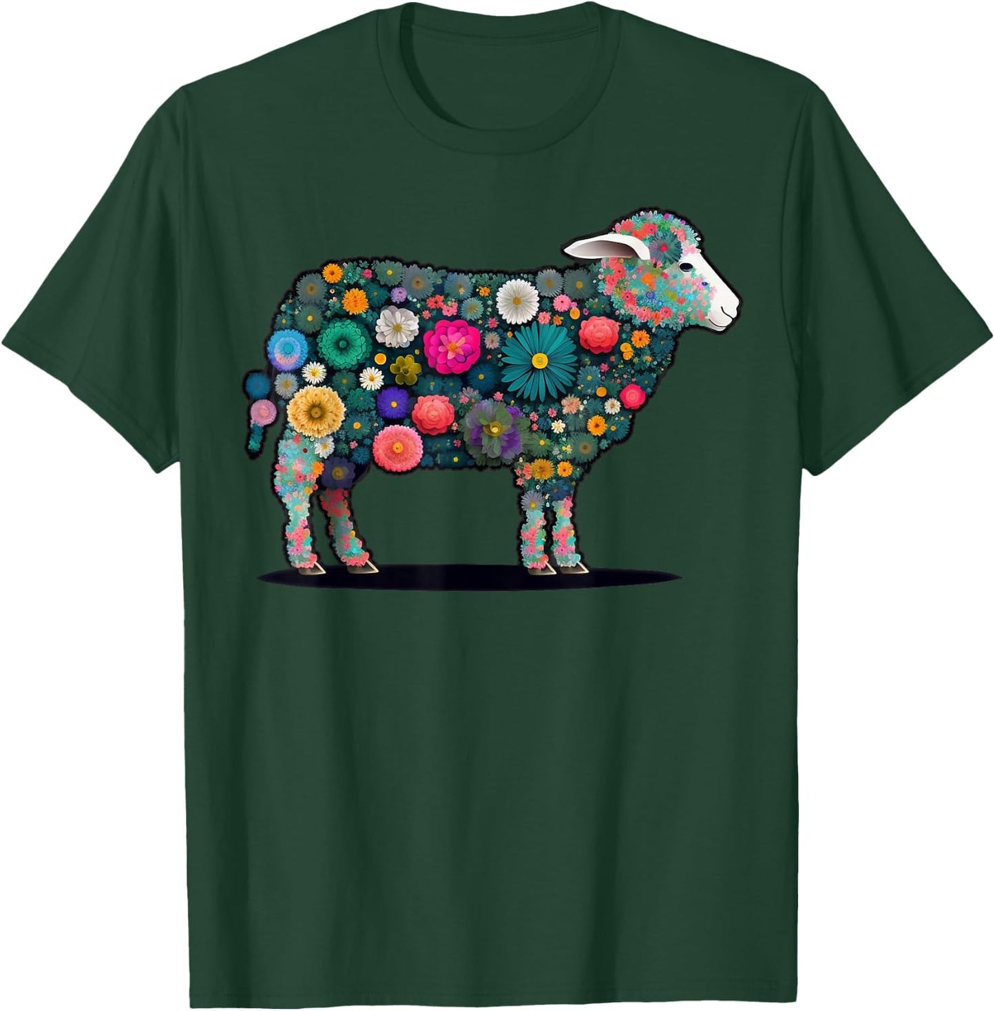 Cute Flower Sheep on summer Floral Sheep T-Shirt - T-Shirt | Forest