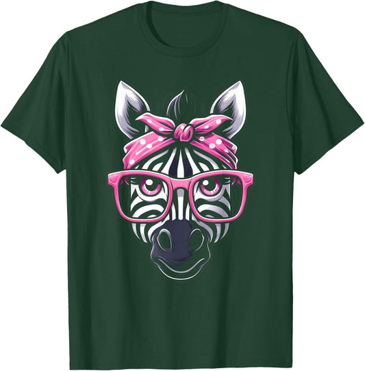 Zebra Pink Bandana Glasses T-Shirt - T-Shirt | Forest