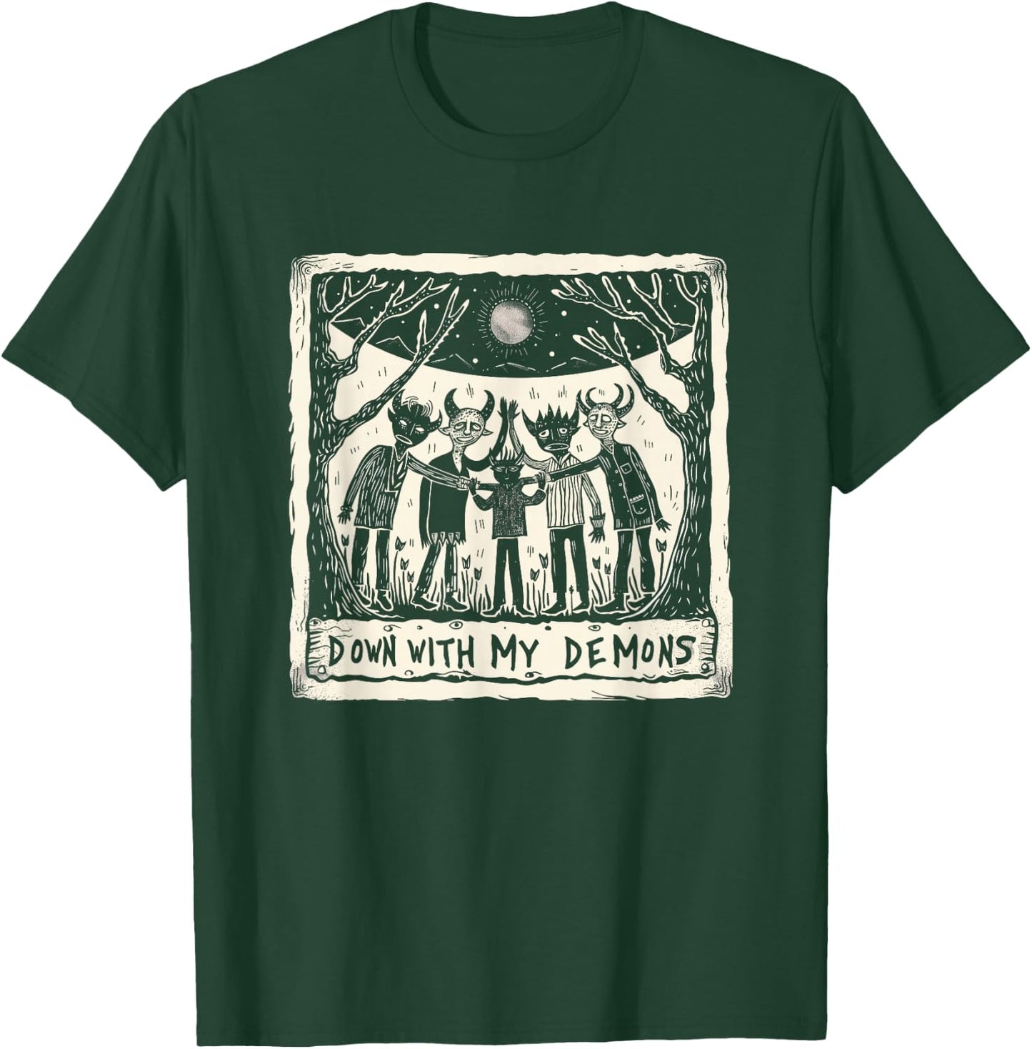 Down With My Demons Occult Gothic Witchcraft Horror Punk T-Shirt - T-Shirt | Forest
