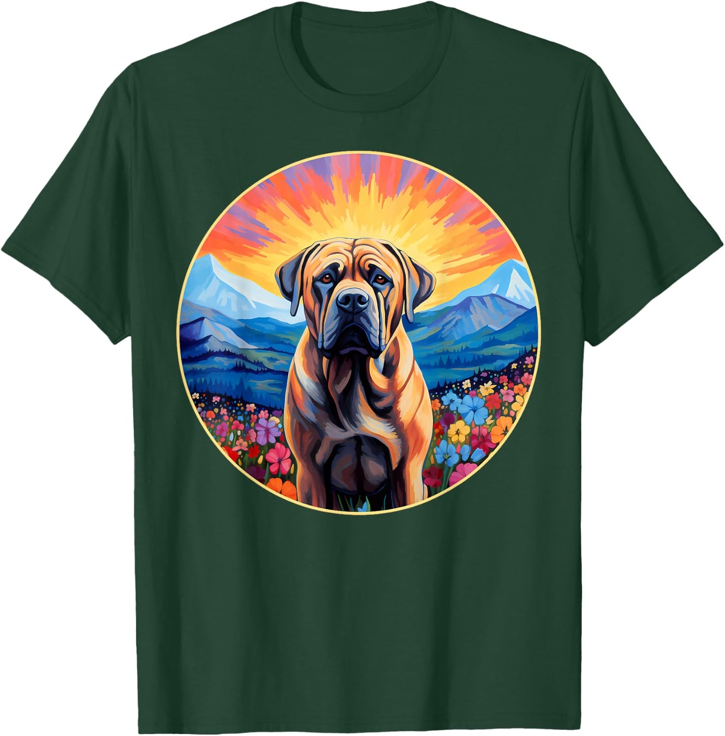 Cute Boerboel Flower Mountain South African Mastiff Dog T-Shirt - T-Shirt | Forest