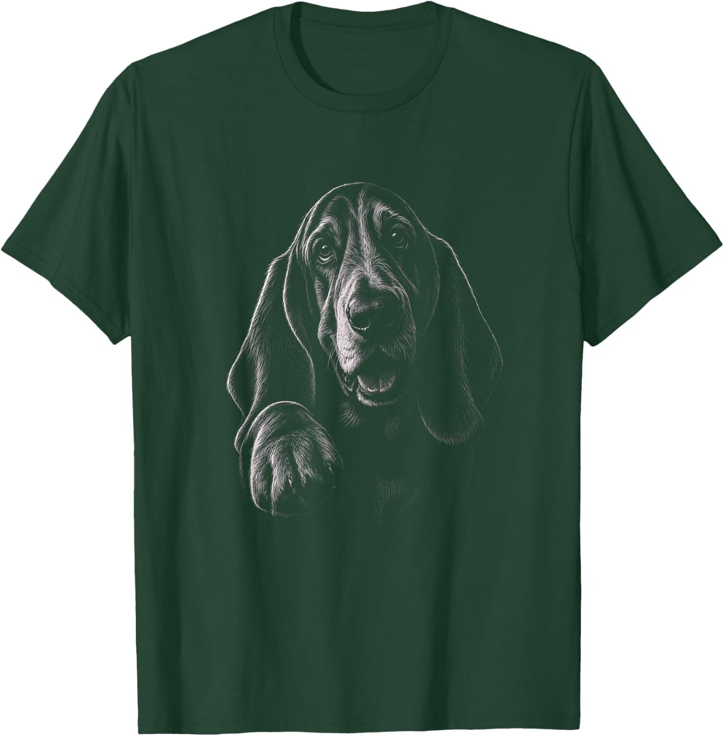 Basset Hound Graphic Black Art Design T-Shirt - T-Shirt | Forest