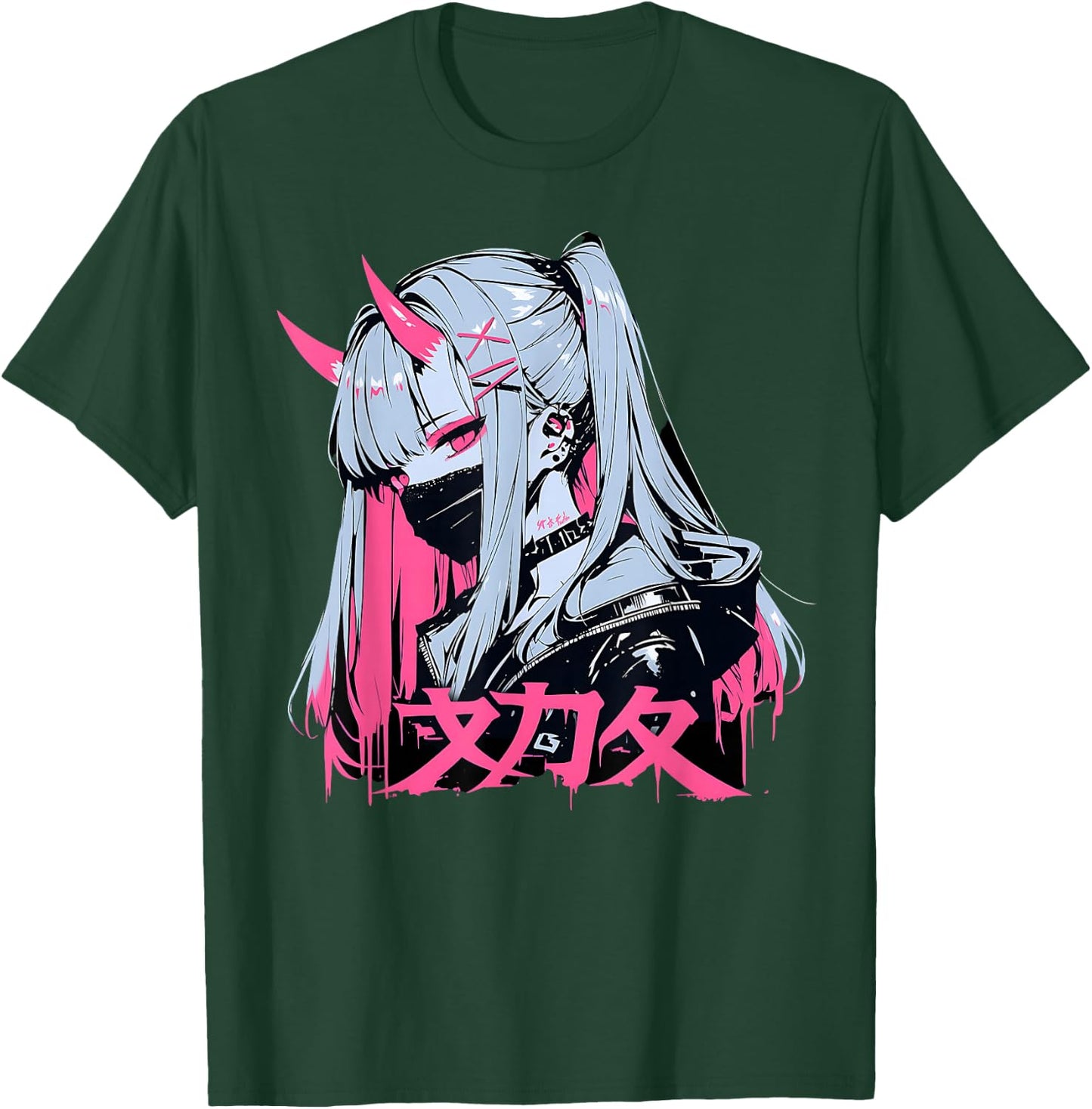 Goth Grunge Demon Anime Girl Waifu Horror Alt Aesthetic , Black, S T-Shirt - T-Shirt | Forest