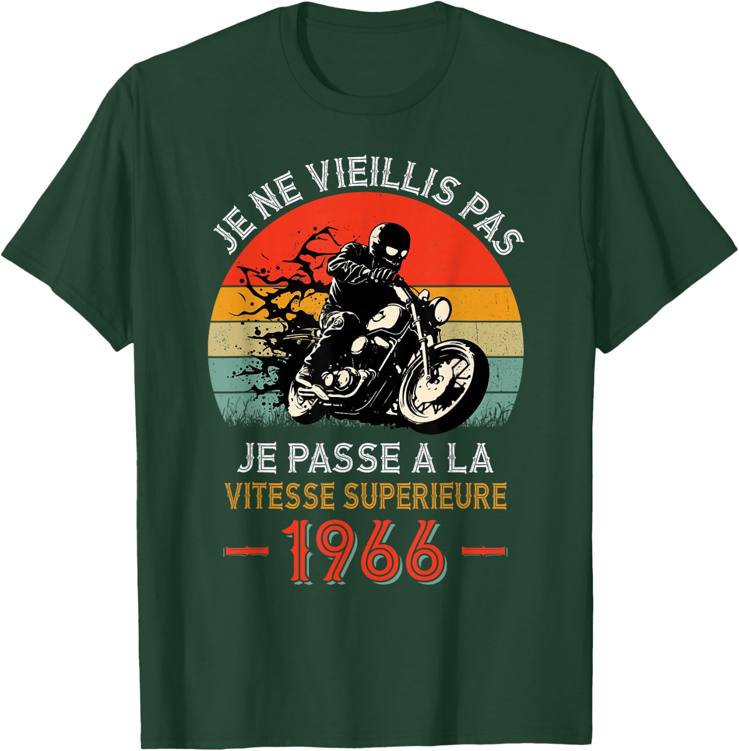 Birthday 59 Years Biker Born In 1966 Vintage Motorcycle Biker , Black, S T-Shirt - T-Shirt | Forest