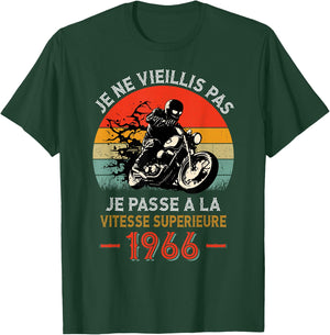 Birthday 59 Years Biker Born In 1966 Vintage Motorcycle Biker , Black, S T-Shirt - T-Shirt | Forest