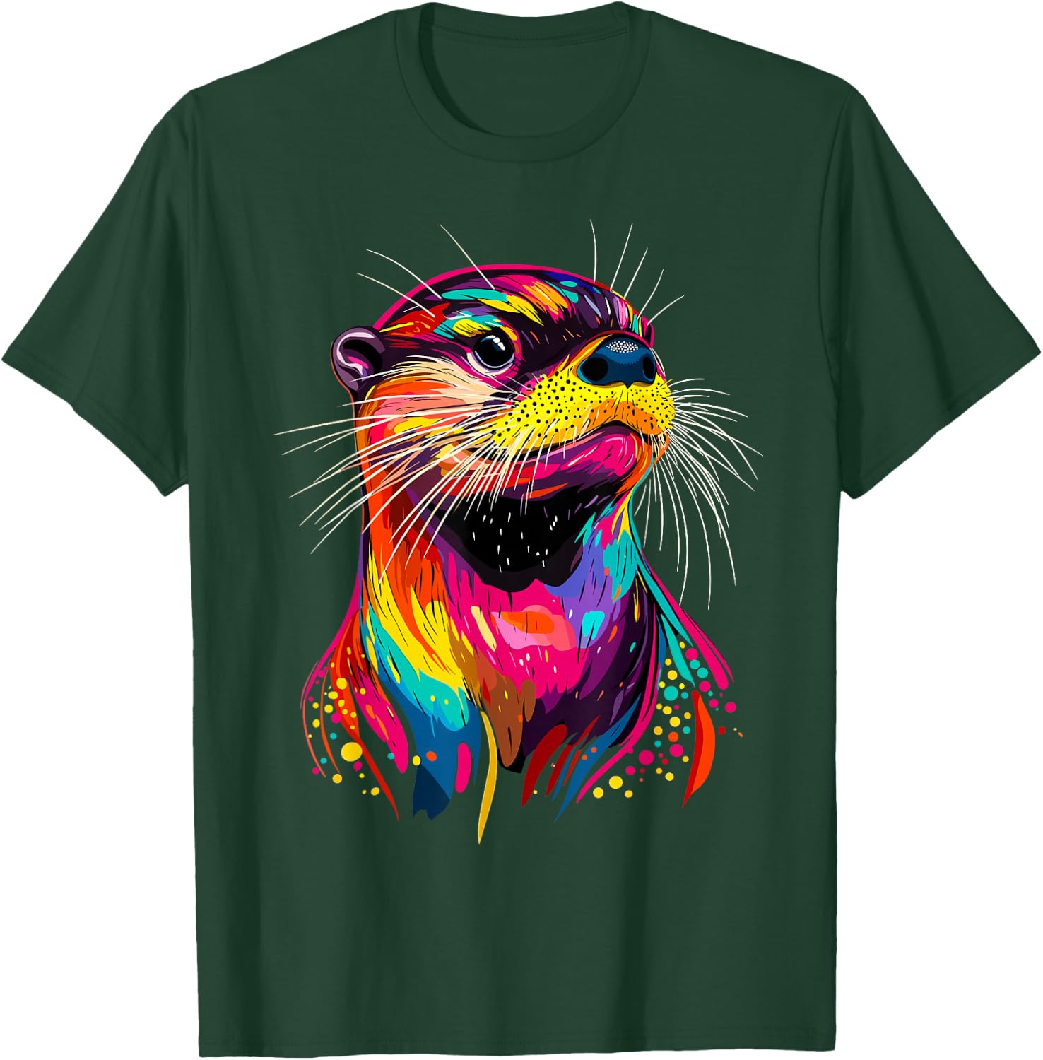 Otter Pattern I Love Sea Otter Soft Marten Otter , Black, S T-Shirt - T-Shirt | Forest