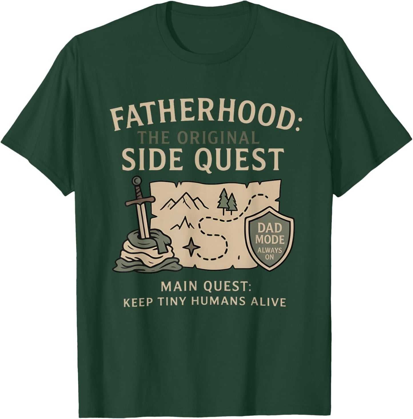 Father Dad Fatherhood The Original Side Quest Dad Mode T-Shirt - T-Shirt | Forest