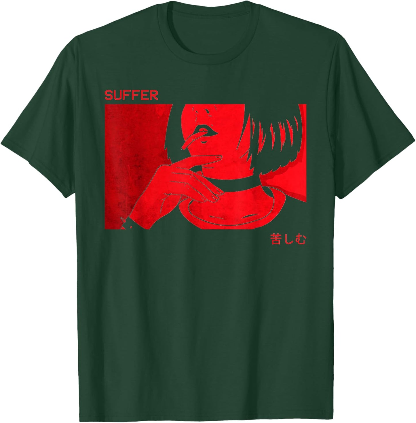 Soft Grunge Aesthetic Anime Girl Sad Goth Harajuku Suffer T-Shirt - T-Shirt | Forest