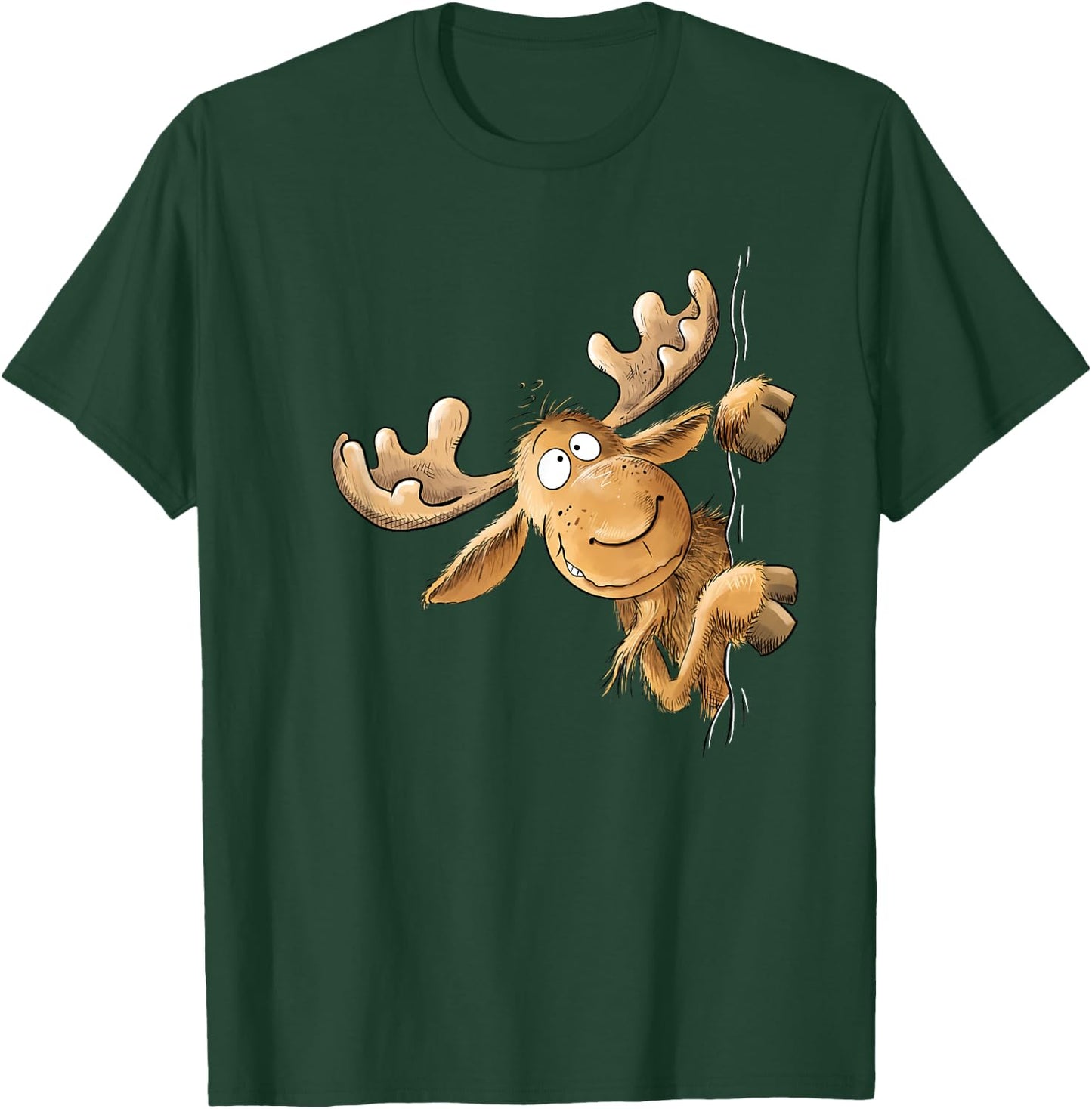 Funny with Cartoon I Elk Wild Animal Motif, black T-Shirt - T-Shirt | Forest