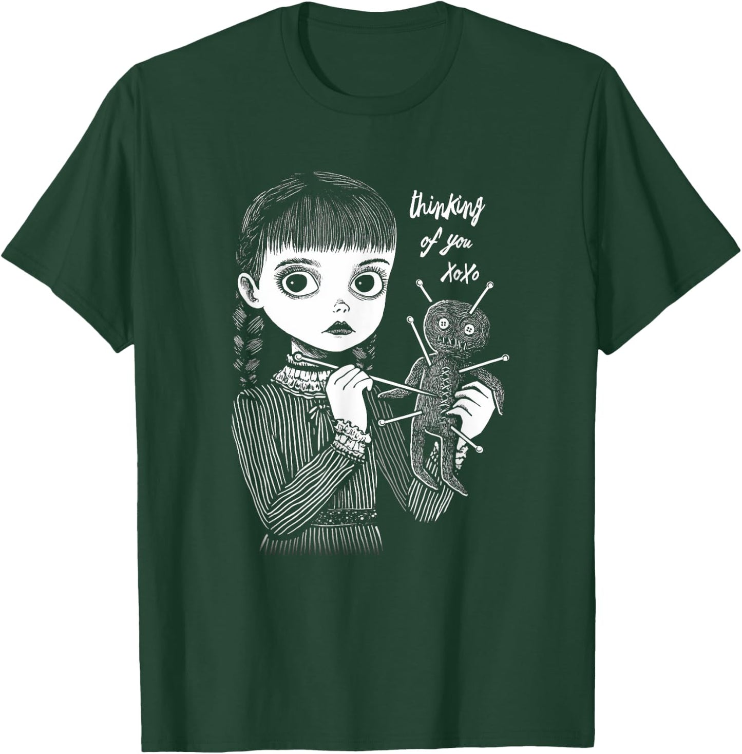 Thinking Of You Creepy Cute VooDoo Girl With Doll T-Shirt - T-Shirt | Forest