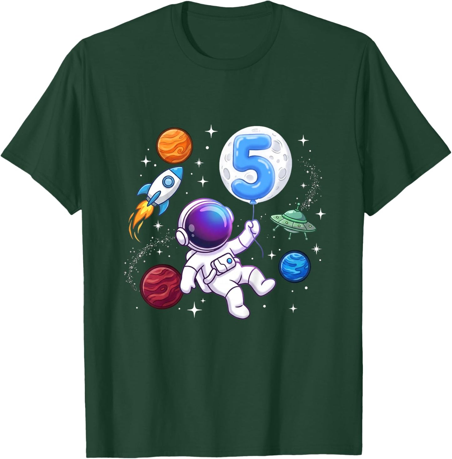 Kinder Astronaut 5. Geburtstag - Junge 5 Jahre alt Kindergeburtstag T-Shirt - T-Shirt | Forest