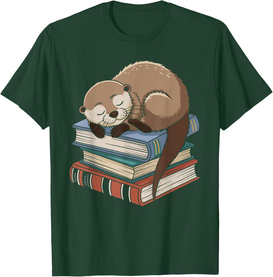 Otter Reading Book Pajama Sleep T-Shirt - T-Shirt | Forest
