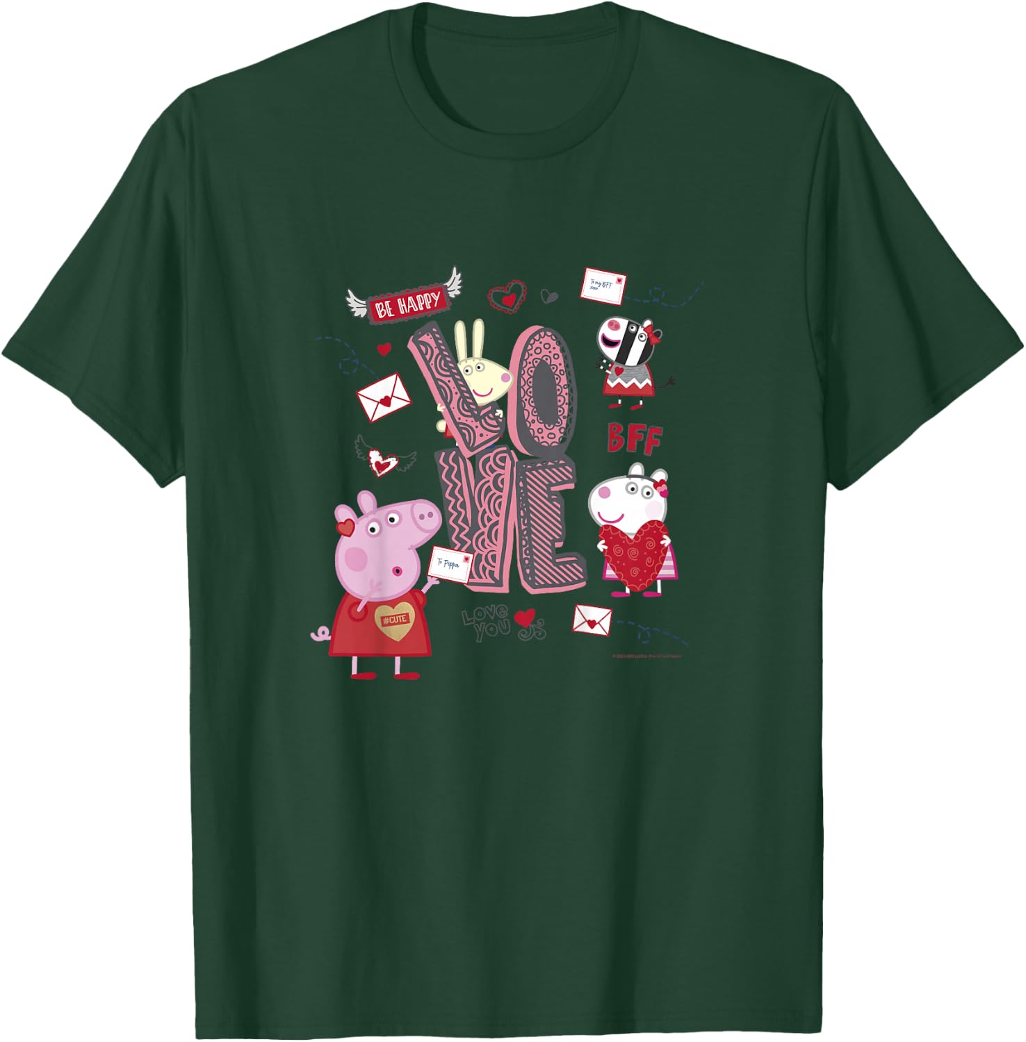 Kids Peppa Pig Valentine's Day Love Be Happy Friends Group Shot T-Shirt - T-Shirt | Forest