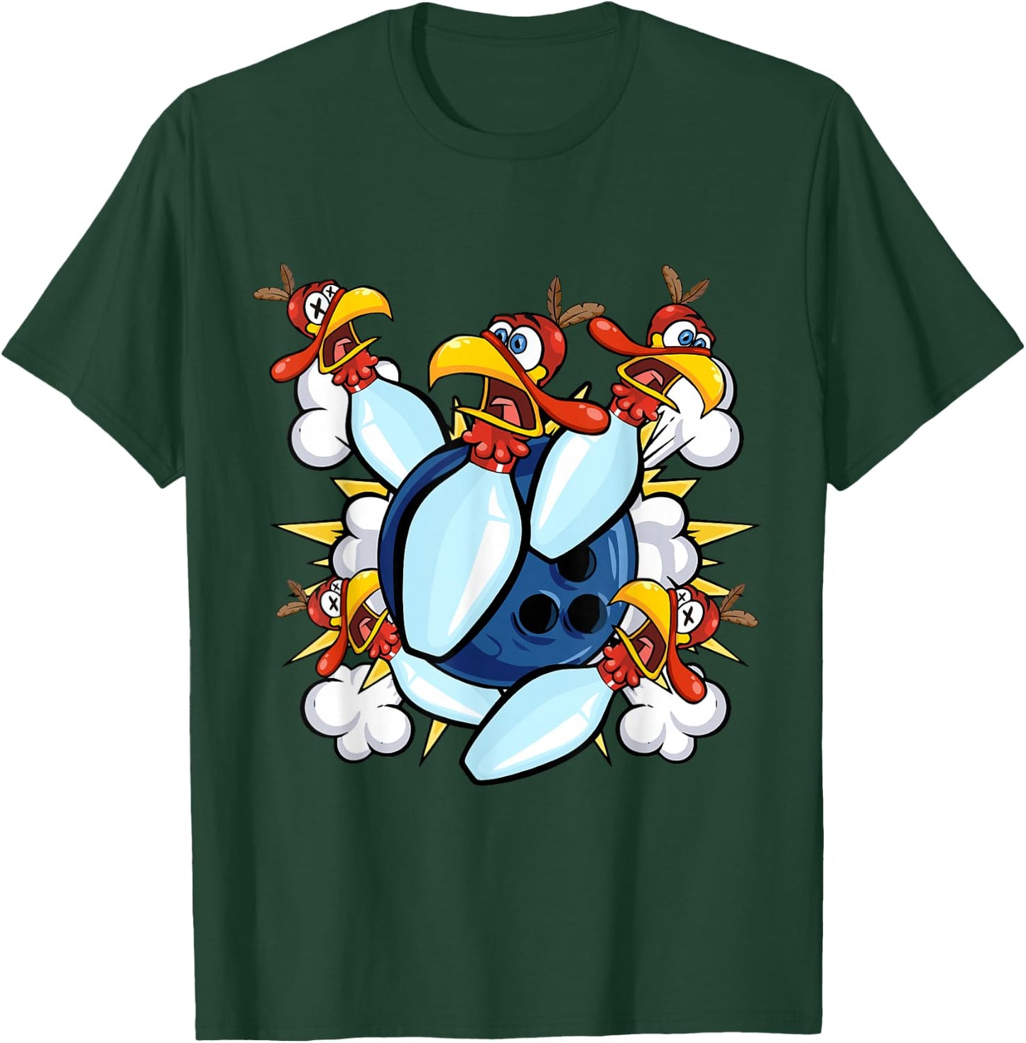 Thanksgiving Bowl Bowler Strike Pin Sport Turkey Bowling T-Shirt - T-Shirt | Forest