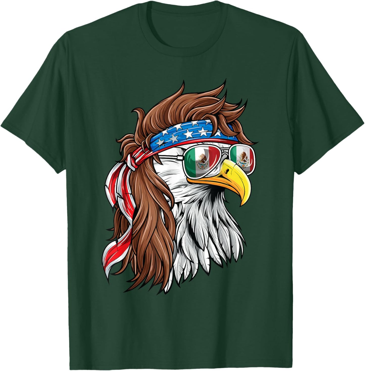 Mexican American Shirt Bald Eagle USA Mexico Flag July 4th T-Shirt - T-Shirt | Forest