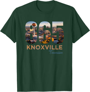 Knox County 865 Area Code Knoxville Tennessee Skyline Art TN T-Shirt - T-Shirt | Forest