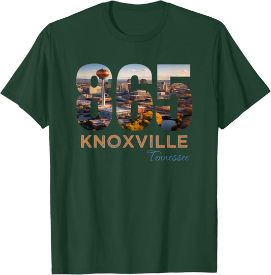 Knox County 865 Area Code Knoxville Tennessee Skyline Art TN T-Shirt - T-Shirt | Forest