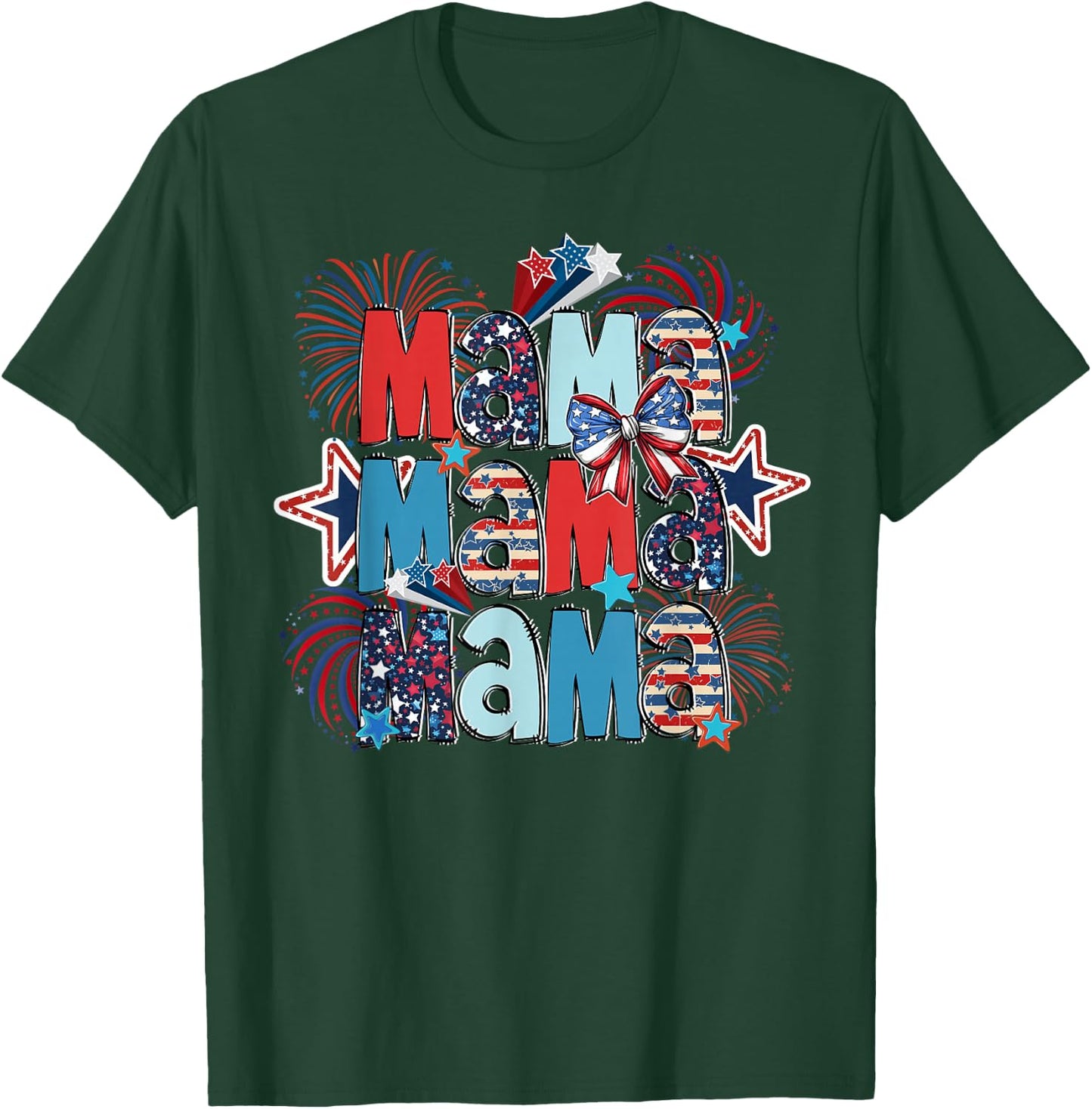 American Mama 4th of July Patriotic Mom Mothers Day Women T-Shirt - T-Shirt | Forest