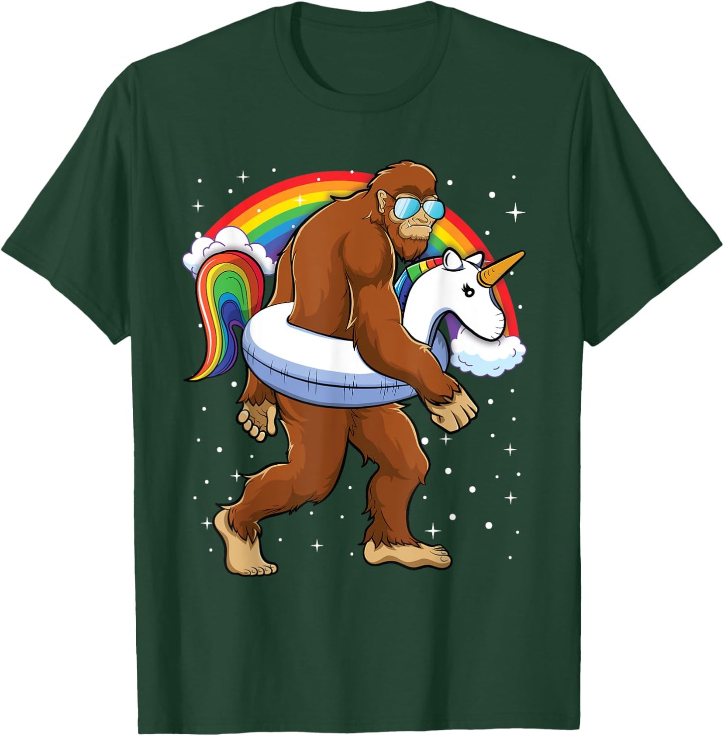 Bigfoot Unicorn Rainbow Shirt Boys Kids Girls Toddlers T-Shirt - T-Shirt | Forest