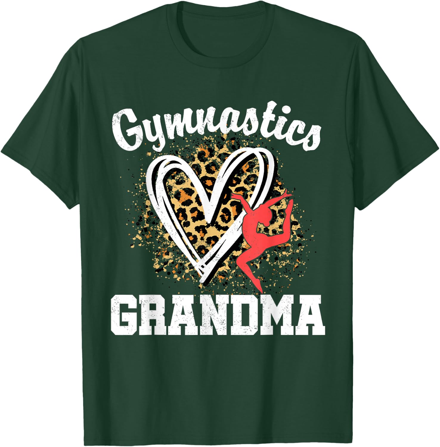 Gymnastics Grandma Leopard Heart Gymnast Matching Family T-Shirt - T-Shirt | Forest