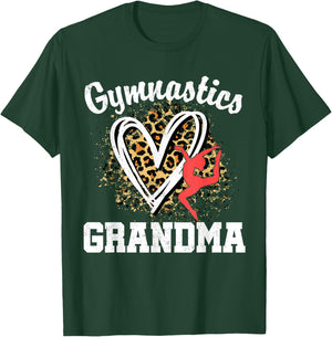 Gymnastics Grandma Leopard Heart Gymnast Matching Family T-Shirt - T-Shirt | Forest