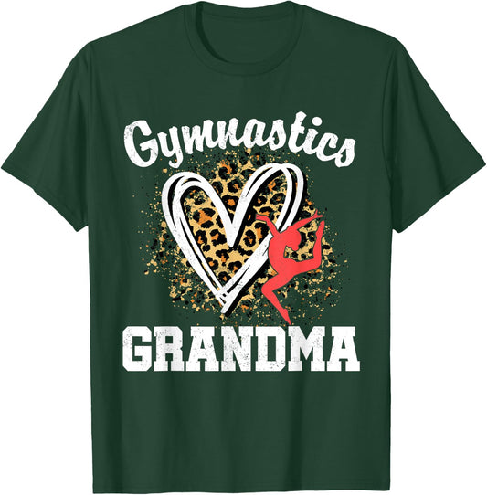 Gymnastics Grandma Leopard Heart Gymnast Matching Family T-Shirt - T-Shirt | Forest