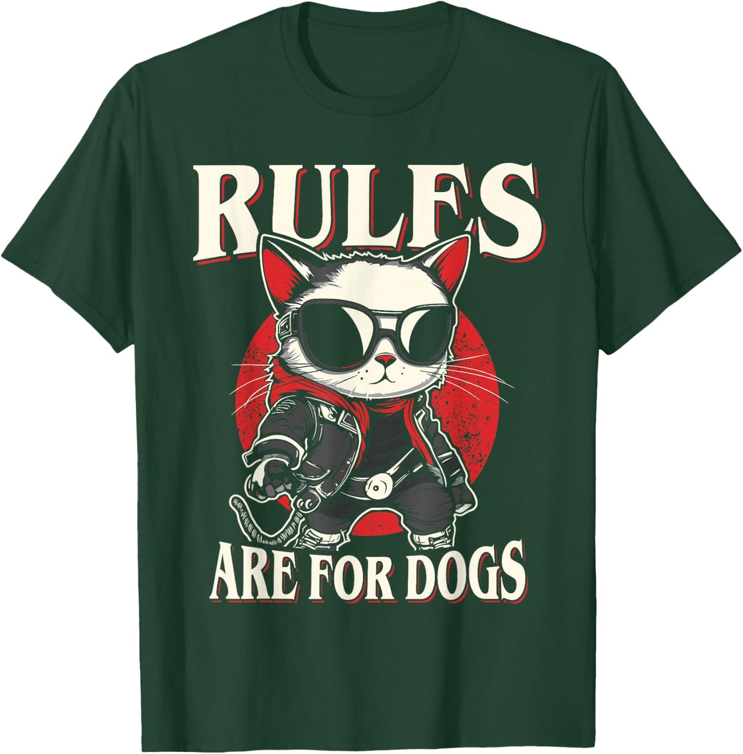 Funny Cat - Rules are for Dogs Men Women Kids T-Shirt - T-Shirt | Forest