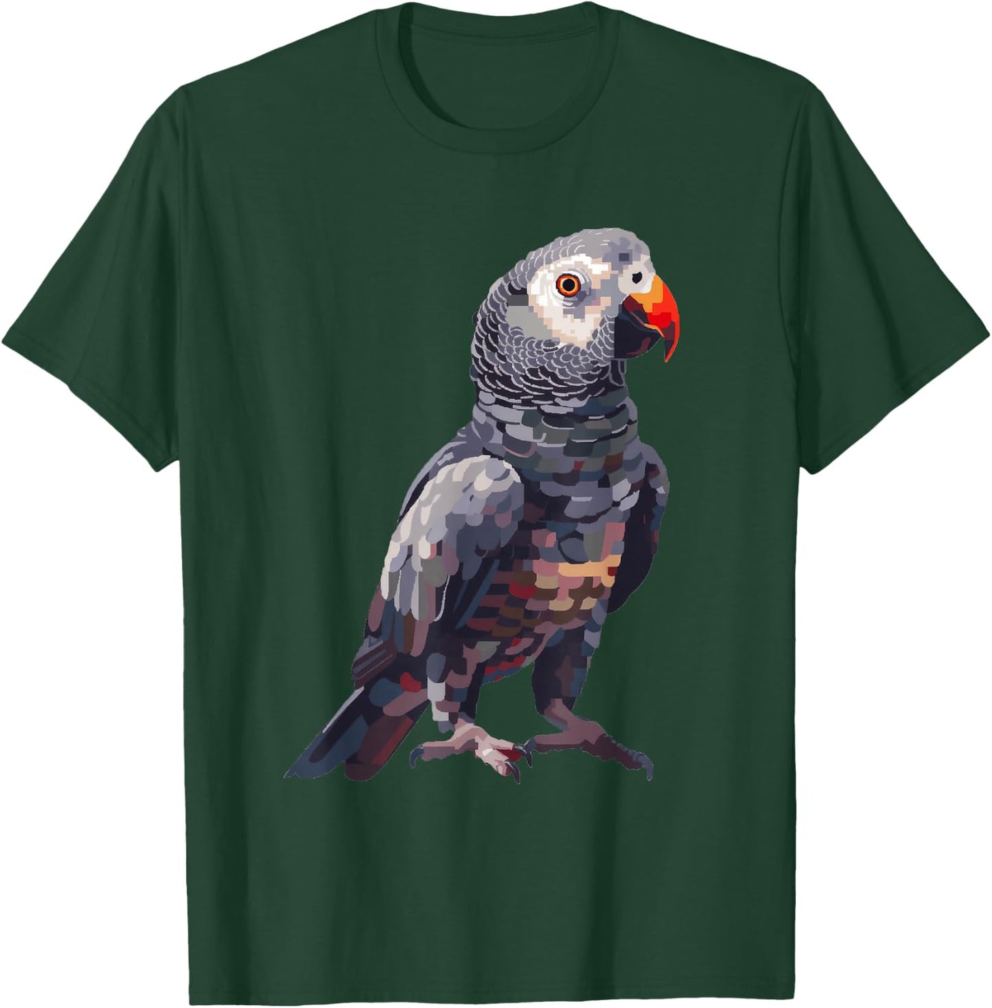 Timneh African Grey Pixel Art T-Shirt - T-Shirt | Forest