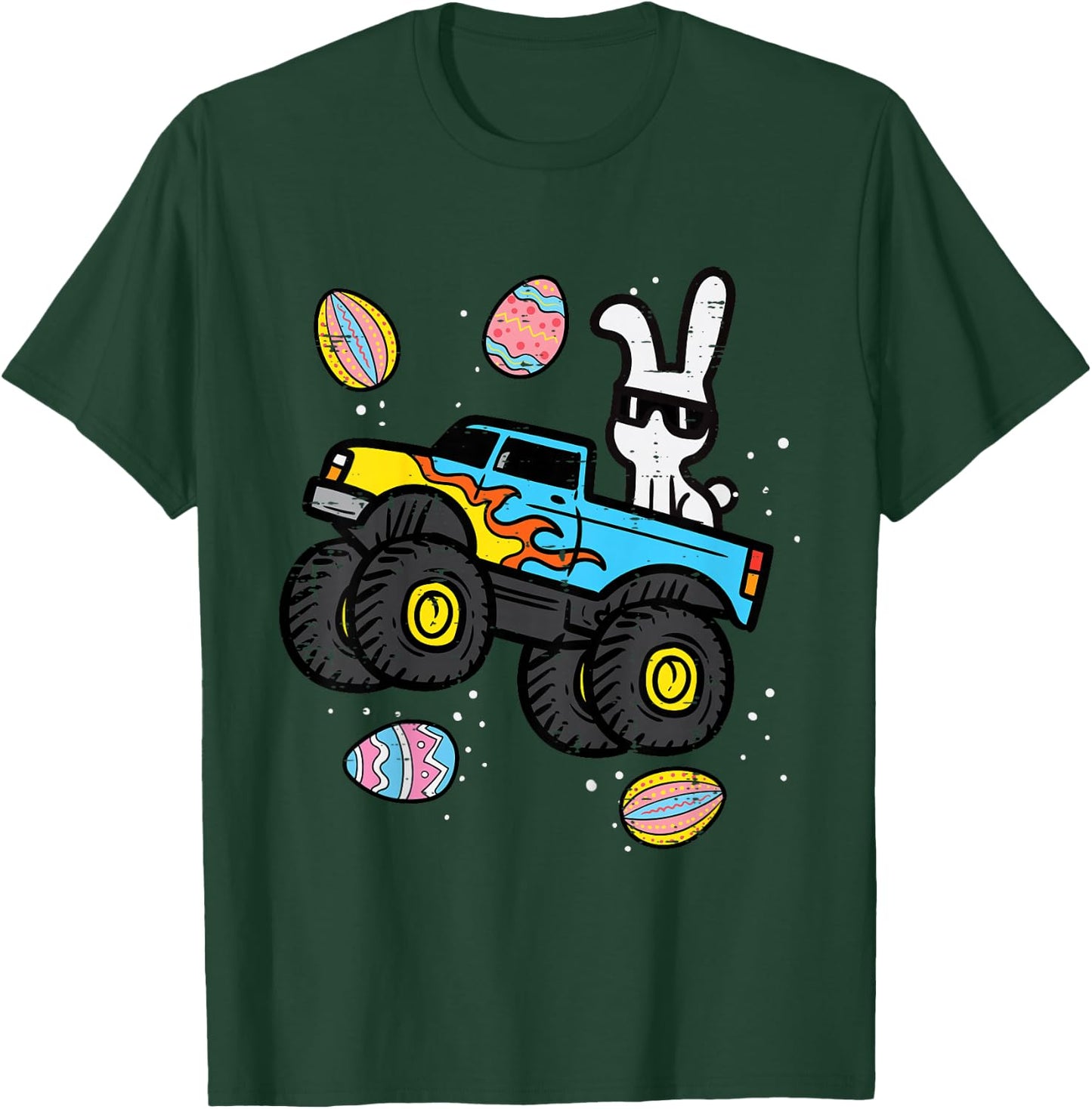 Kids Bunny Monster Truck Easter Eggs Cool Boys Kids Toddler Youth T-Shirt - T-Shirt | Forest