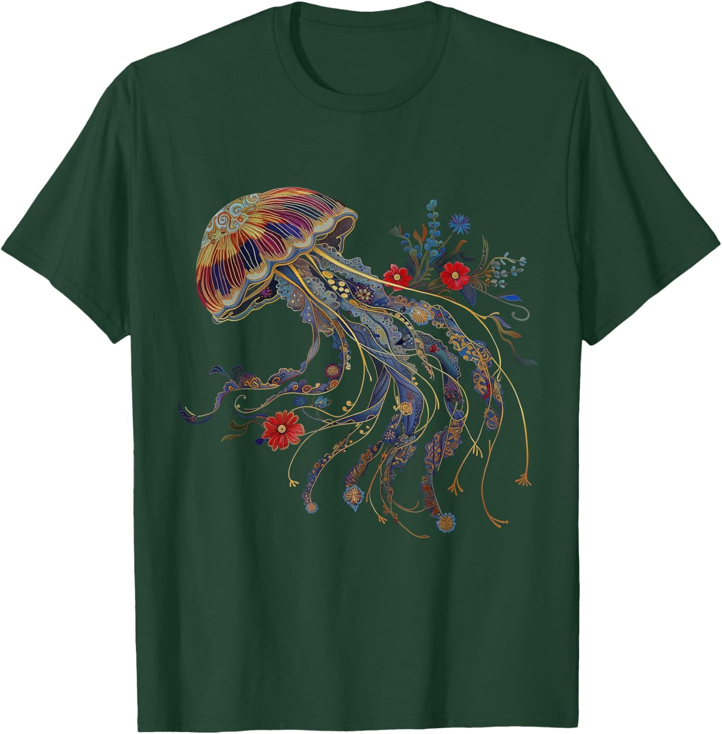 Jellyfish Colorful Flower Patterns Scuba Diving Diver Ocean T-Shirt - T-Shirt | Forest