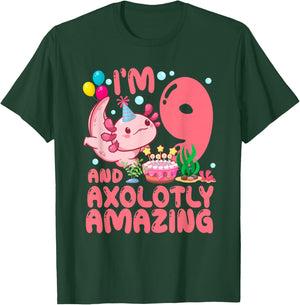 I'm 9 And Axolotly Amazing 9th Birthday Axolotl Party T-Shirt - T-Shirt | Forest