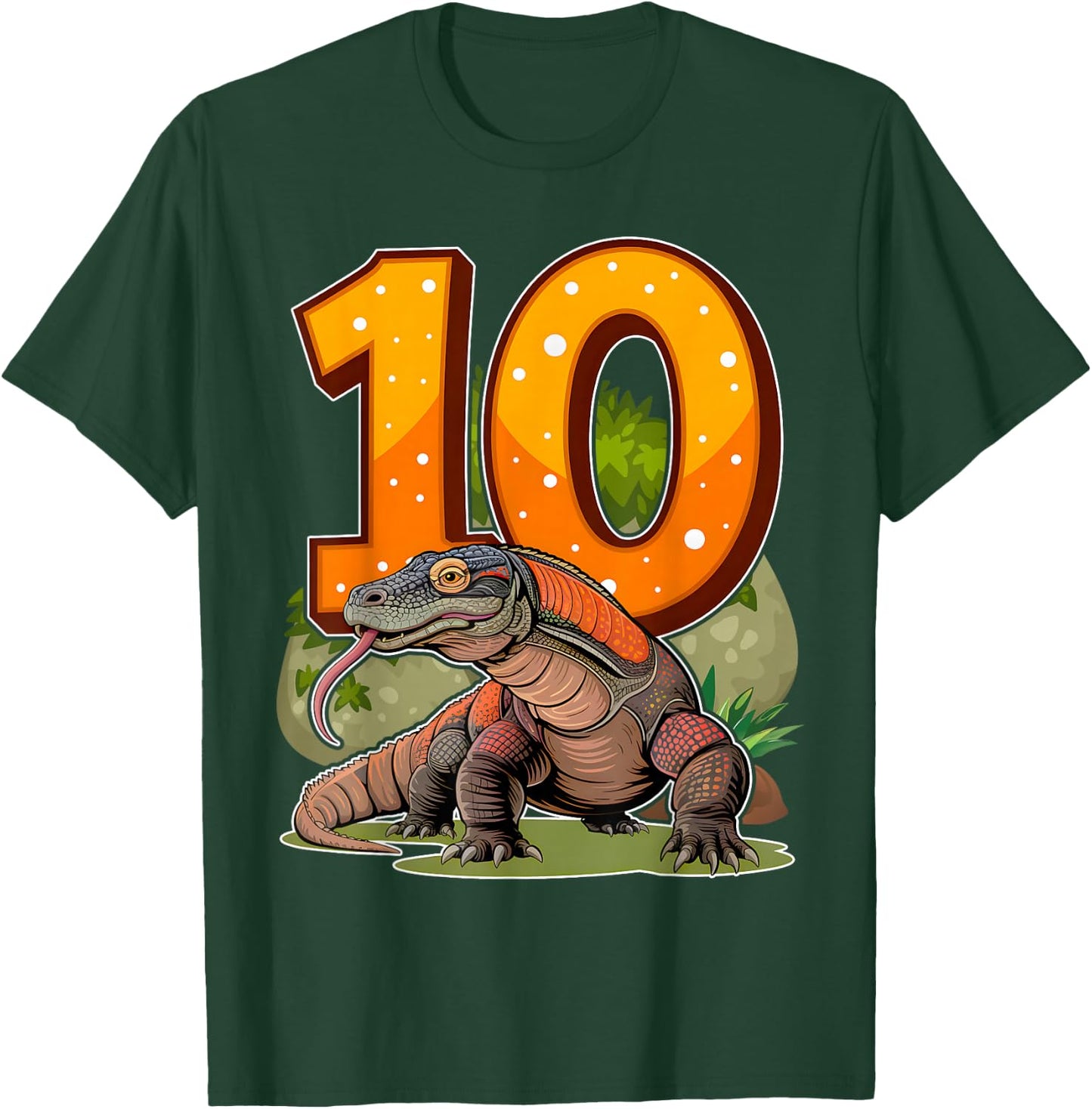 10 Year Old Komodo Dragon Reptile 10th Birthday Party B-Day T-Shirt - T-Shirt | Forest